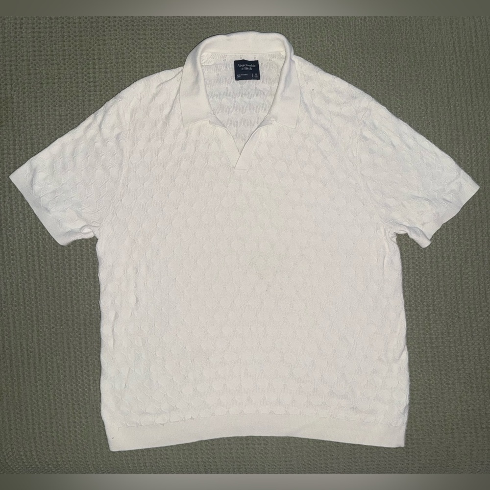 Abercrombie and Fitch Pointelle Stitch Johnny Collar Sweater Polo